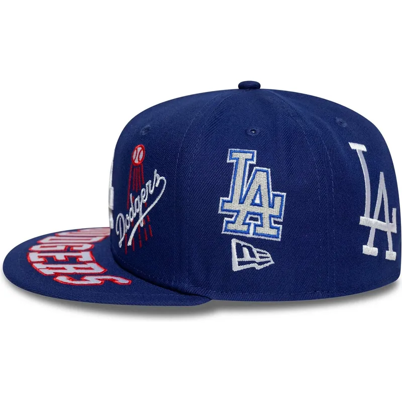 flache-blaue-angepasste-59fifty-all-over-kappe-der-los-angeles-dodgers-mlb-von-new-era