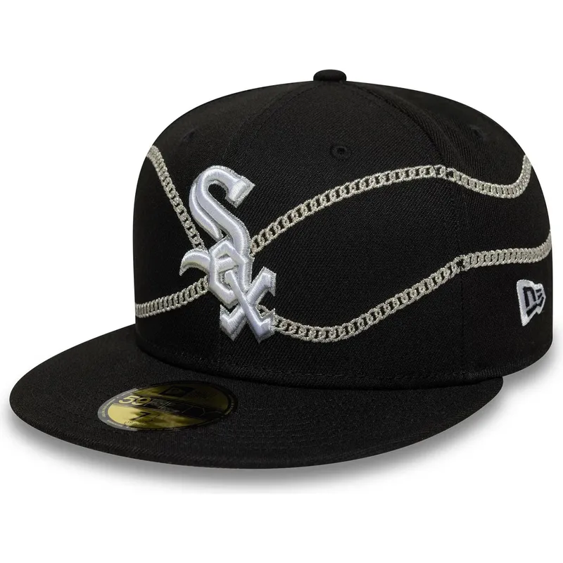 schwarze-enganliegende-59fifty-flatcap-chain-wrap-der-chicago-white-sox-mlb-von-new-era