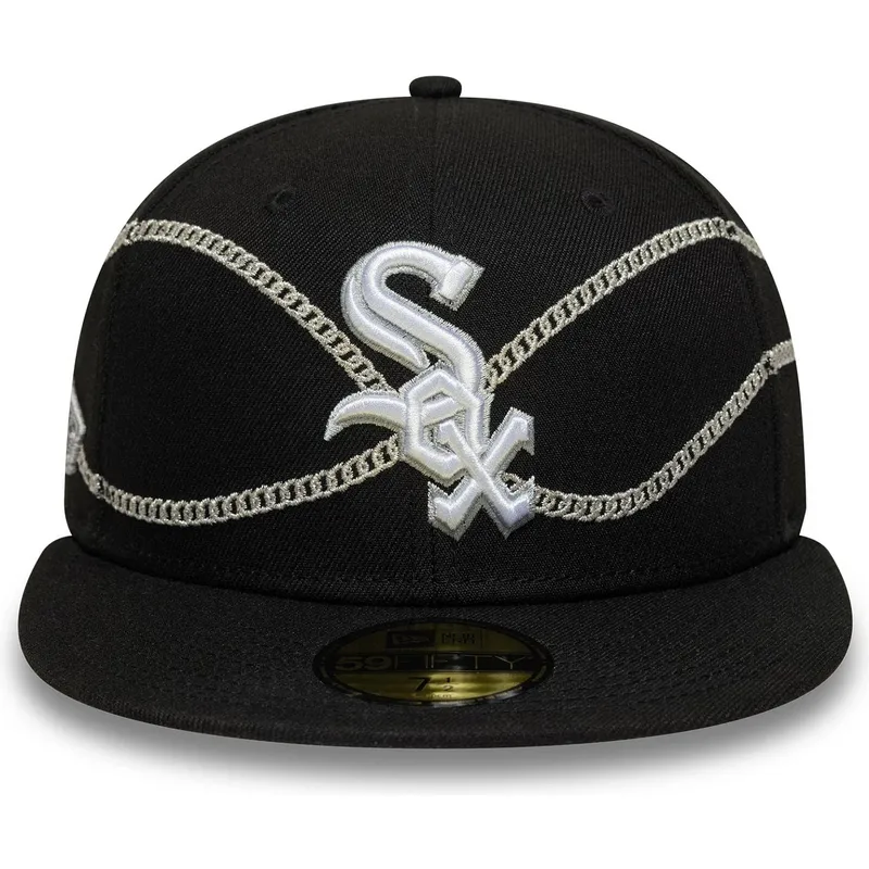 cepur-plakana-melns-pieguloss-59fifty-chain-wrap-no-chicago-white-sox-mlb-no-new-era