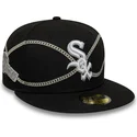 cepur-plakana-melns-pieguloss-59fifty-chain-wrap-no-chicago-white-sox-mlb-no-new-era