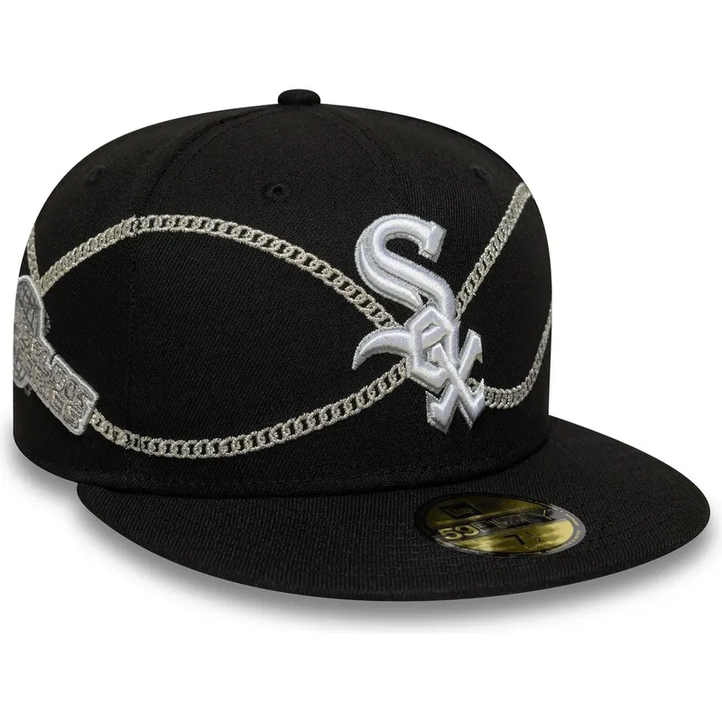 cepur-plakana-melns-pieguloss-59fifty-chain-wrap-no-chicago-white-sox-mlb-no-new-era
