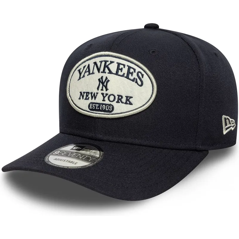 dunkelblaue-gebogene-snapback-kappe-9seventy-stretch-snap-patch-der-new-york-yankees-mlb-von-new-era
