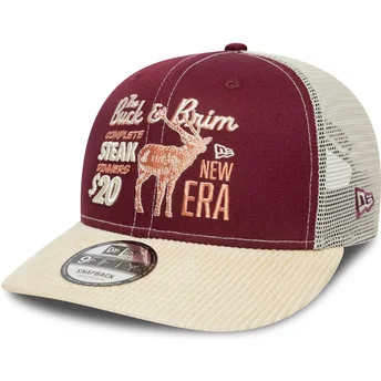 New Era Curved Brim 9FIFTY Cord Red and Beige Snapback Cap