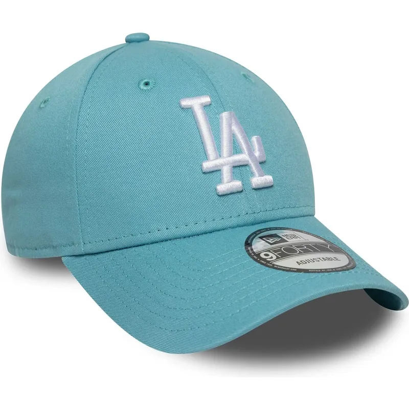 hellblaue-verstellbare-gebogene-kappe-9forty-league-essential-der-los-angeles-dodgers-mlb-von-new-era