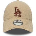 casquette-courbee-beige-ajustable-avec-logo-marron-9forty-borg-los-angeles-dodgers-mlb-new-era