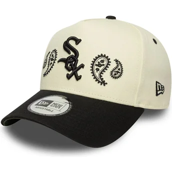 Casquette courbée beige et noire snapback A Frame Paisley Chicago White Sox MLB New Era