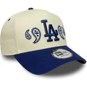 beige-und-blaue-gebogene-snapback-kappe-a-frame-paisley-der-los-angeles-dodgers-mlb-von-new-era