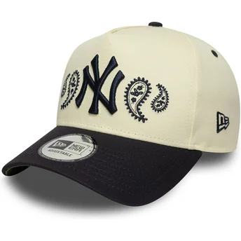 Snapback A Frame Paisley New York Yankees MLB New Era, beżowo-granatowa czapka z daszkiem.