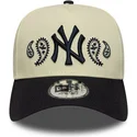 new-era-curved-brim-a-frame-paisley-new-york-yankees-mlb-beige-and-navy-blue-snapback-cap