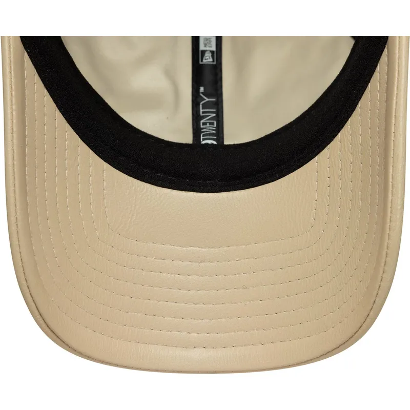 cap-izliekta-beige-adjustable-strap-marron-9twenty-leather-no-new-york-yankees-mlb-no-new-era