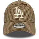 verstellbare-braune-9twenty-houndstooth-kappe-der-los-angeles-dodgers-mlb-von-new-era