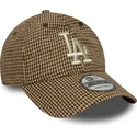 casquette-courbee-marron-ajustable-9twenty-houndstooth-los-angeles-dodgers-mlb-new-era