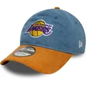 verstellbare-9twenty-denim-midi-kappe-in-blau-und-braun-der-los-angeles-lakers-nba-von-new-era