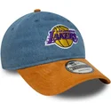 verstellbare-9twenty-denim-midi-kappe-in-blau-und-braun-der-los-angeles-lakers-nba-von-new-era