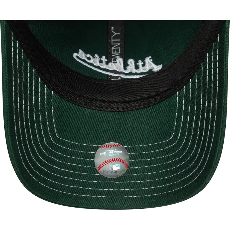grune-verstellbare-curved-cap-9twenty-contrast-stitch-der-oakland-athletics-mlb-von-new-era
