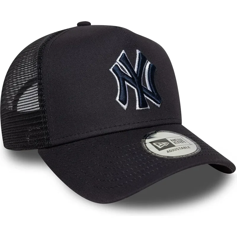 trucker-cap-marineblau-mit-marineblauem-logo-a-frame-outline-von-new-york-yankees-mlb-von-new-era