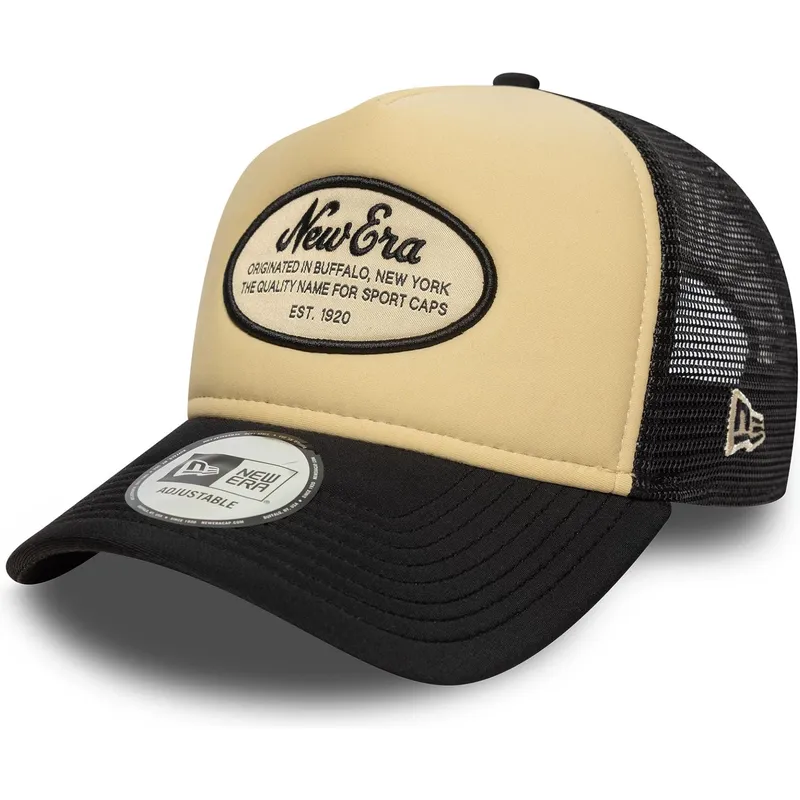 trucker-cap-beige-und-schwarz-a-frame-foam-oval-patch-von-new-era