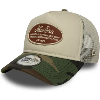New Era A Frame Camo Oval Patch Multicolor Trucker Hat
