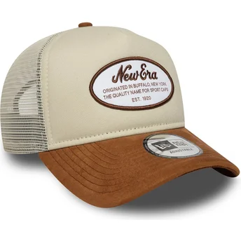 New Era A Frame Suede Oval Patch Brown Trucker Hat