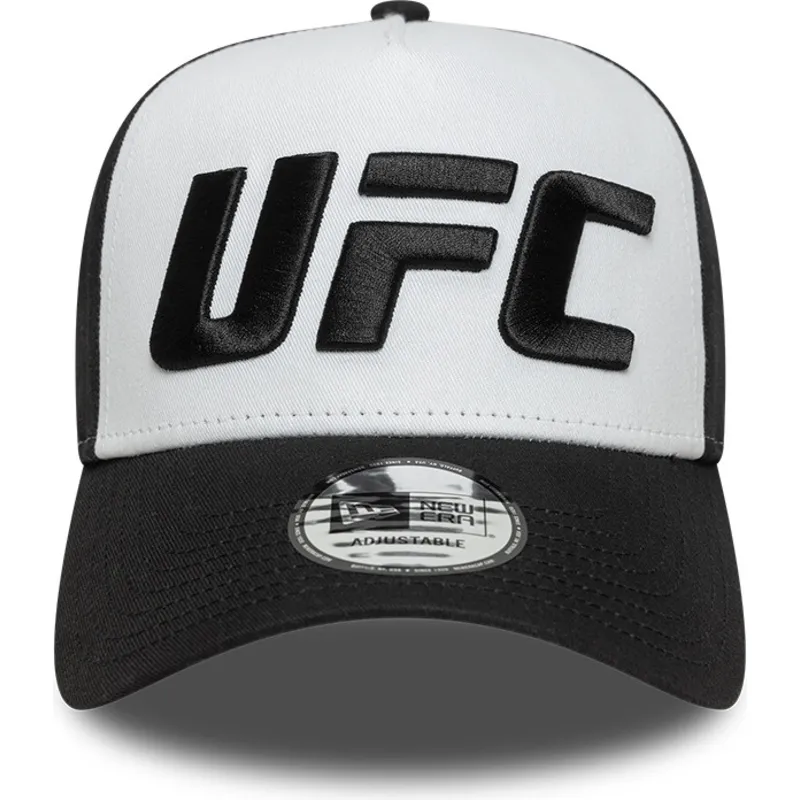 weisse-und-schwarze-gebogene-kappe-a-frame-core-von-ufc-ultimate-fighting-championship-von-new-era