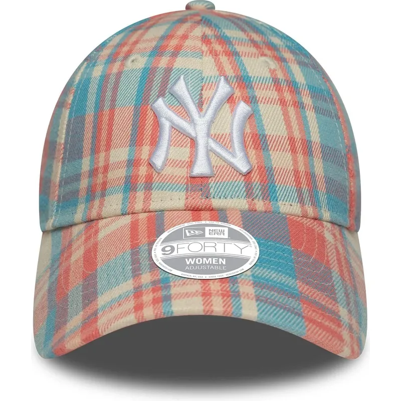 cepur-izliekta-roza-regulejams-9forty-check-no-new-york-yankees-mlb-no-new-era