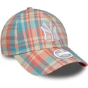 cepur-izliekta-roza-regulejams-9forty-check-no-new-york-yankees-mlb-no-new-era
