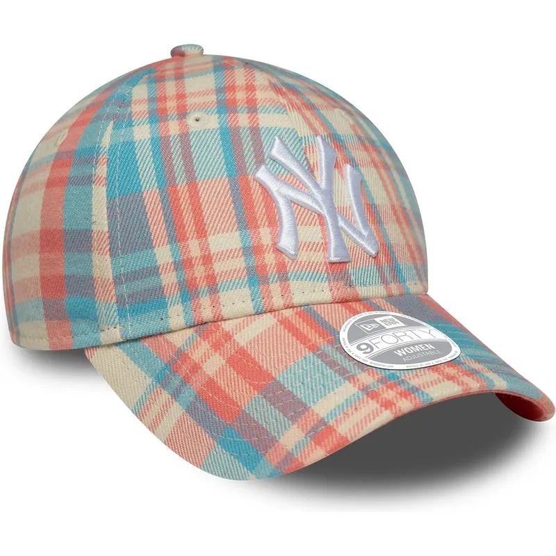cepur-izliekta-roza-regulejams-9forty-check-no-new-york-yankees-mlb-no-new-era