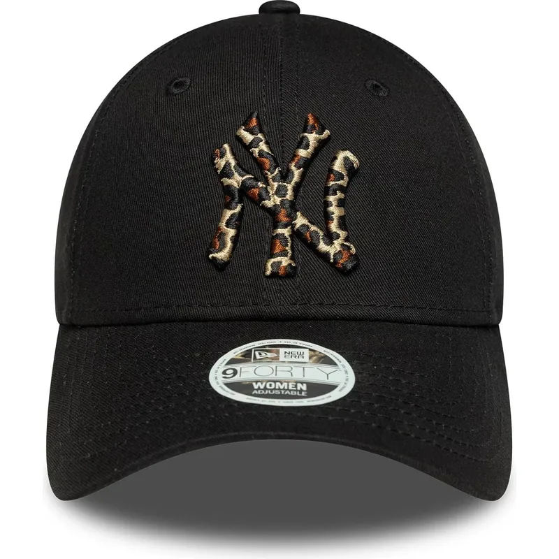 schwarze-verstellbare-gebogene-kappe-fur-damen-9forty-leopard-infill-der-new-york-yankees-mlb-von-new-era
