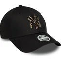 czarna-zakrzywiona-regulowana-czapka-damska-9forty-leopard-infill-new-york-yankees-mlb-od-new-era