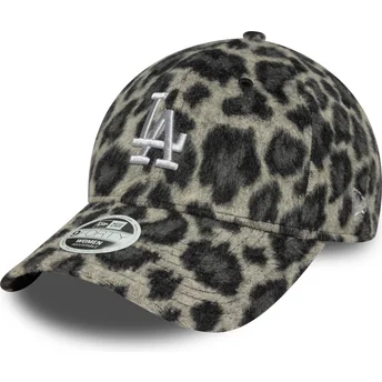 Schwarze verstellbare Damenkappe 9FORTY Cosy Animal Los Angeles Dodgers MLB von New Era