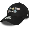 cap-izliekta-black-adjustable-strap-9forty-floral-script-no-new-york-yankees-mlb-no-new-era