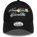 cap-izliekta-black-adjustable-strap-9forty-floral-script-no-new-york-yankees-mlb-no-new-era