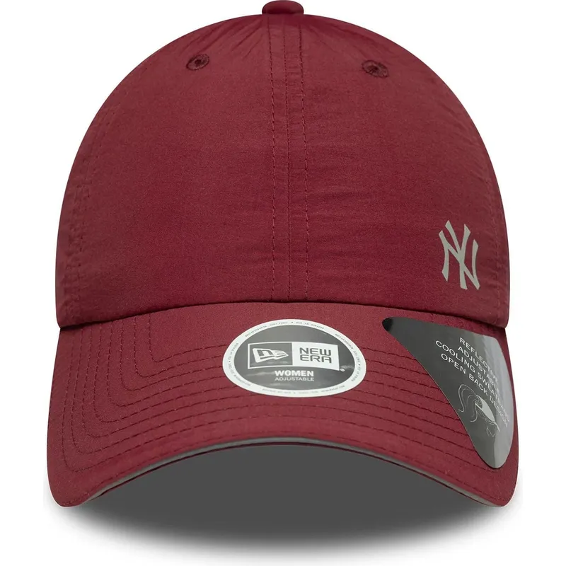 gebogene-bordeauxrote-verstellbare-damenkappe-open-back-flawless-der-new-york-yankees-mlb-von-new-era