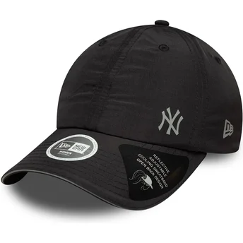 New Era MLB New York Yankees Damen Verstellbare Schwarze Kappe mit Gebogenem Schirm Open Back Flawless