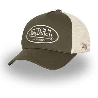 Von Dutch LOF B32 Green and Beige Adjustable Trucker Hat