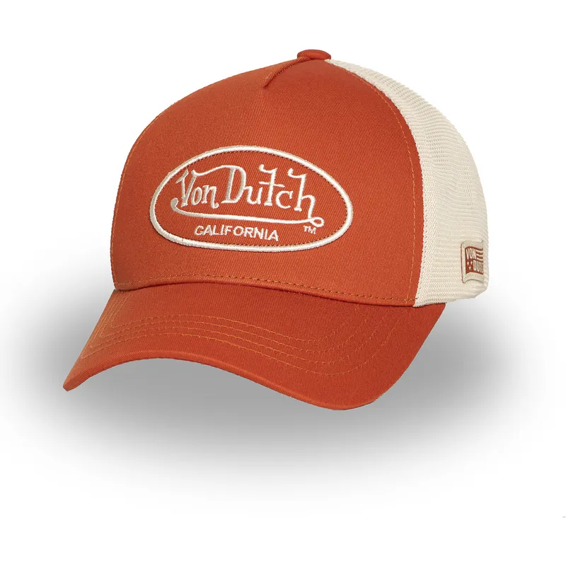 justerbar-orange-och-beige-truckerkeps-lof-b33-fran-von-dutch