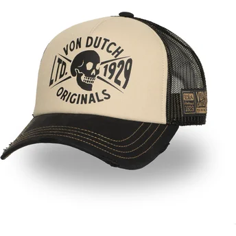 Von Dutch CREW28 Beige and Black Trucker Hat