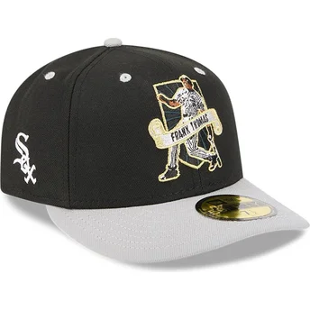 Schwarze und graue gebogene verstellbare 59FIFTY Spieler Frank Thomas Kappe der Chicago White Sox MLB von New Era