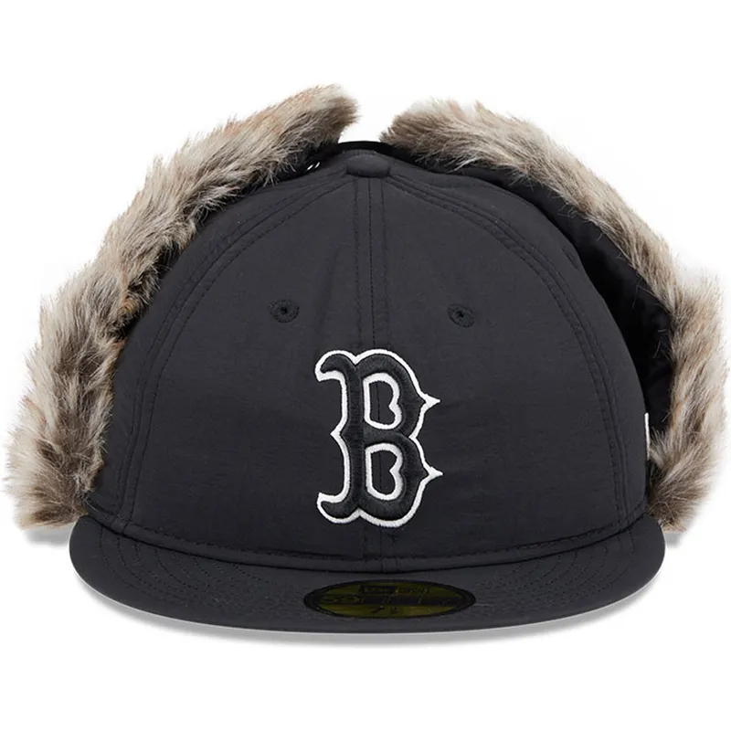 schwarze-enganliegende-59fifty-flatcap-winter-dog-ear-der-boston-red-sox-mlb-von-new-era