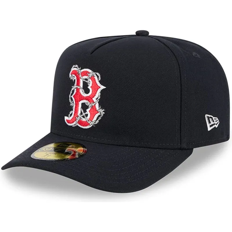 marineblaue-gebogene-verstellbare-59fifty-a-frame-wired-kappe-von-boston-red-sox-mlb-von-new-era