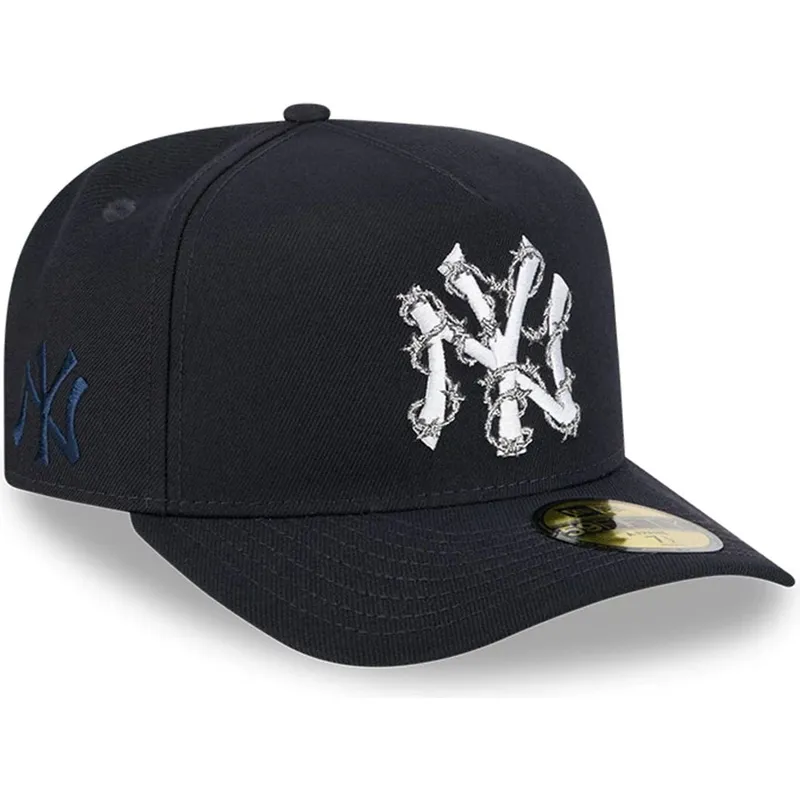 marineblaue-gebogene-verstellbare-59fifty-a-frame-wired-kappe-der-new-york-yankees-mlb-von-new-era