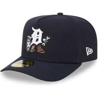 New Era Curved Brim 59FIFTY A Frame Cartoon Detroit Tigers MLB Navy Blue Fitted Cap