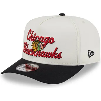 Gorra curva beige y negra snapback 9FIFTY A Frame Chainstitch de Chicago Blackhawks NHL de New Era