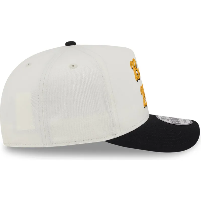 bezowo-czarna-zakrzywiona-czapka-snapback-9fifty-a-frame-chainstitch-boston-bruins-nhl-new-era