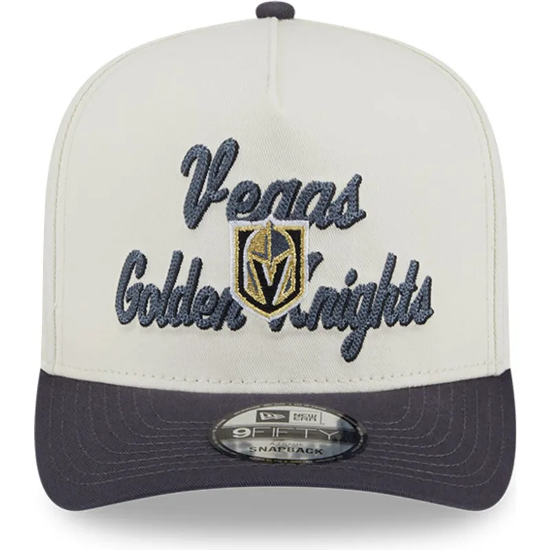bezowo-szara-zakrzywiona-czapka-snapback-9fifty-a-frame-chainstitch-vegas-golden-knights-nhl-new-era