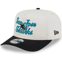 beige-und-schwarze-gebogene-snapback-kappe-9fifty-a-frame-chainstitch-der-san-jose-sharks-nhl-von-new-era