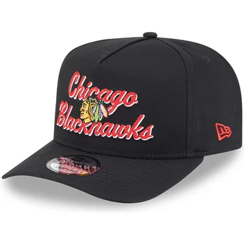 Czarna czapka z zakrzywionym daszkiem snapback 9FIFTY A Frame Chainstitch Chicago Blackhawks NHL New Era