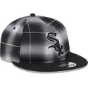 schwarze-flache-snapback-kappe-9fifty-retro-crown-plaid-der-chicago-white-sox-mlb-von-new-era