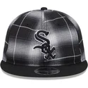 schwarze-flache-snapback-kappe-9fifty-retro-crown-plaid-der-chicago-white-sox-mlb-von-new-era
