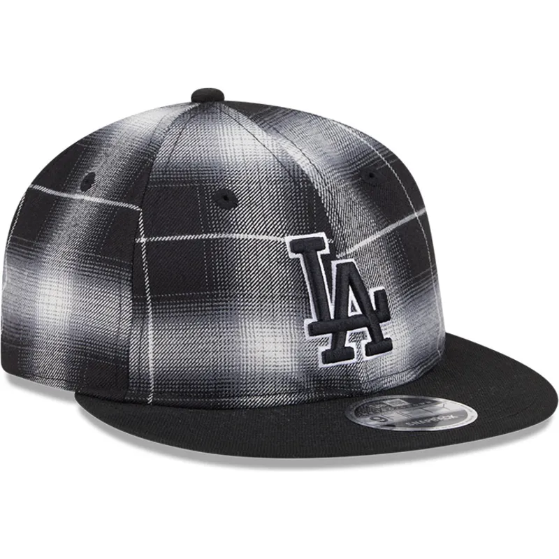schwarze-flache-9fifty-retro-crown-plaid-snapback-cap-der-los-angeles-dodgers-mlb-von-new-era
